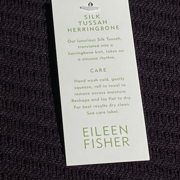 Eileen Fisher Open Cardigan Sweater Purple Silk Tussah Herringbone Knit P Medium - Picture 8 of 10